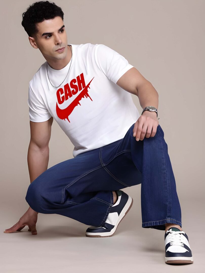 White Graphic Print Cotton Regular T-Shirt for Men – Casual Wear by Just Casual