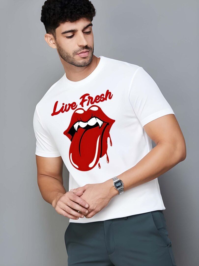 White Graphic Print Cotton Regular T-Shirt for Men – Casual Wear by Just Casual - Image 2