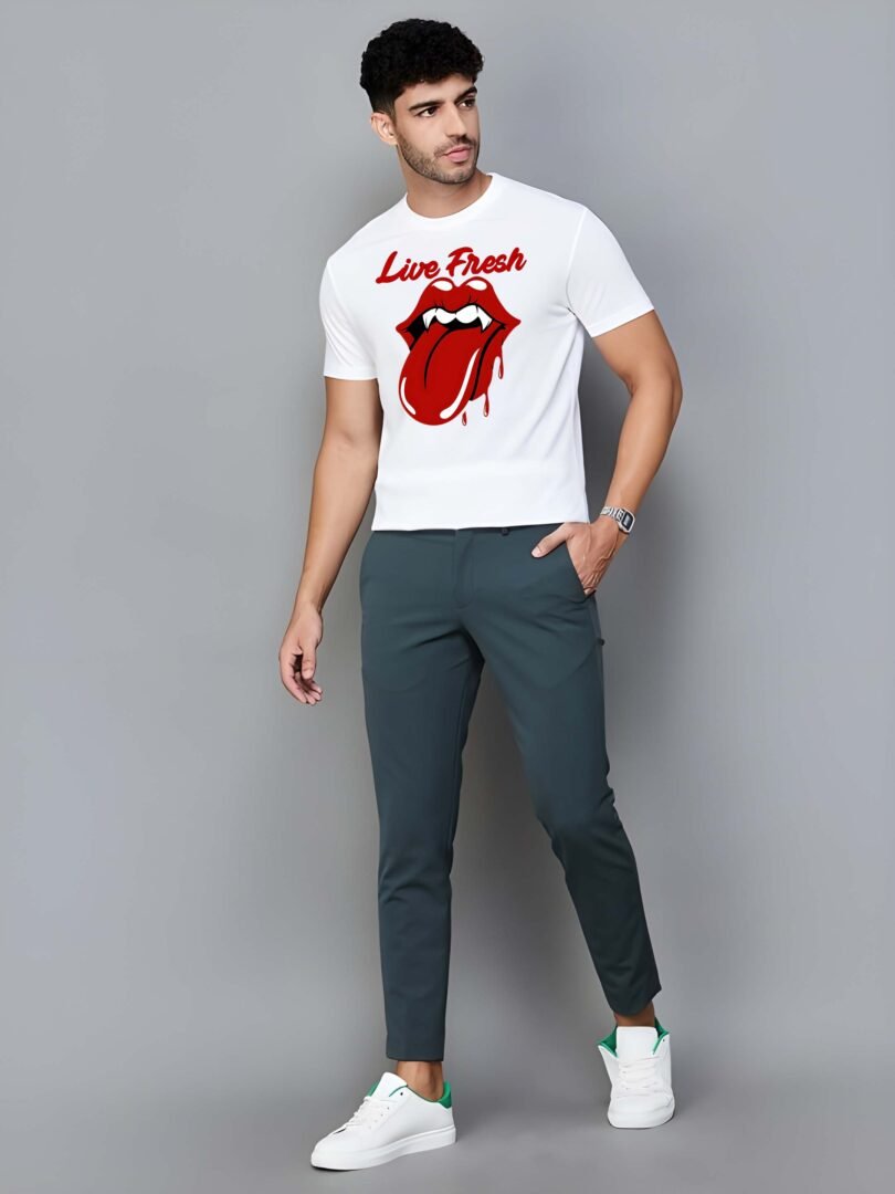 White Graphic Print Cotton Regular T-Shirt for Men – Casual Wear by Just Casual