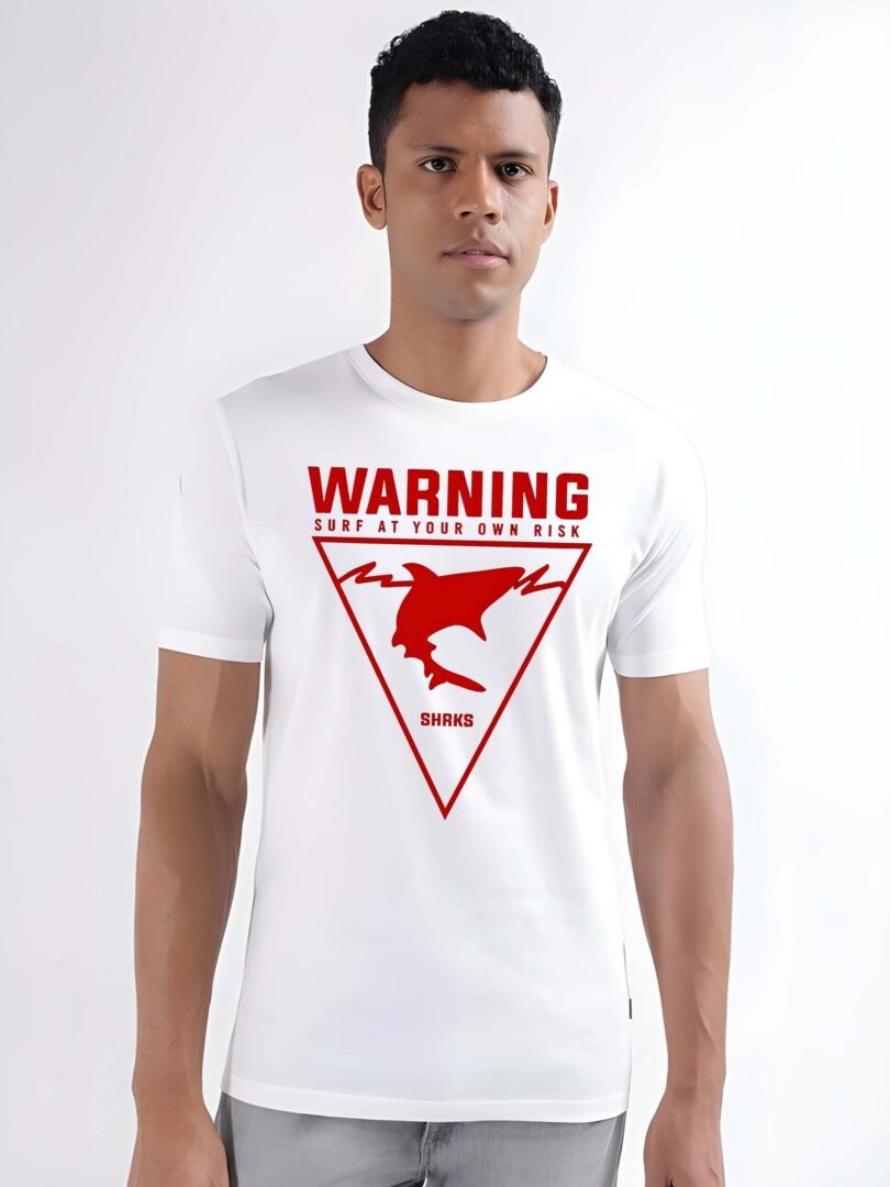 White Graphic Print Cotton Regular T-Shirt for Men – Casual Wear by Just Casual - Image 3