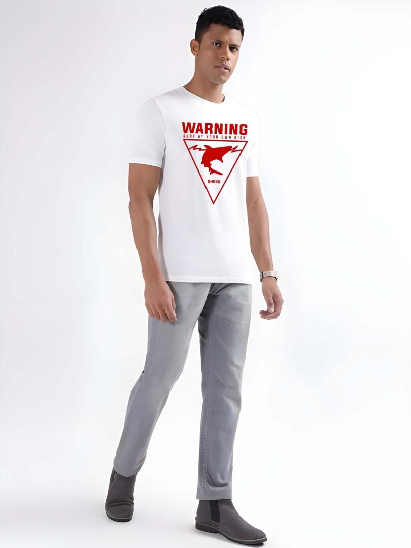 White Graphic Print Cotton Regular T-Shirt for Men – Casual Wear by Just Casual