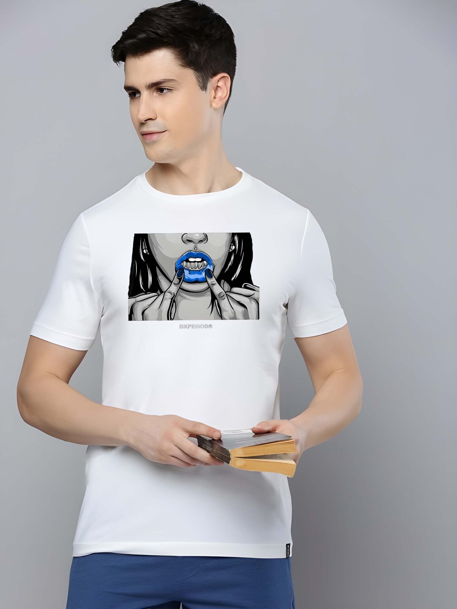 White Graphic Print Cotton Regular T-Shirt for Men – Casual Wear by Just Casual - Image 3