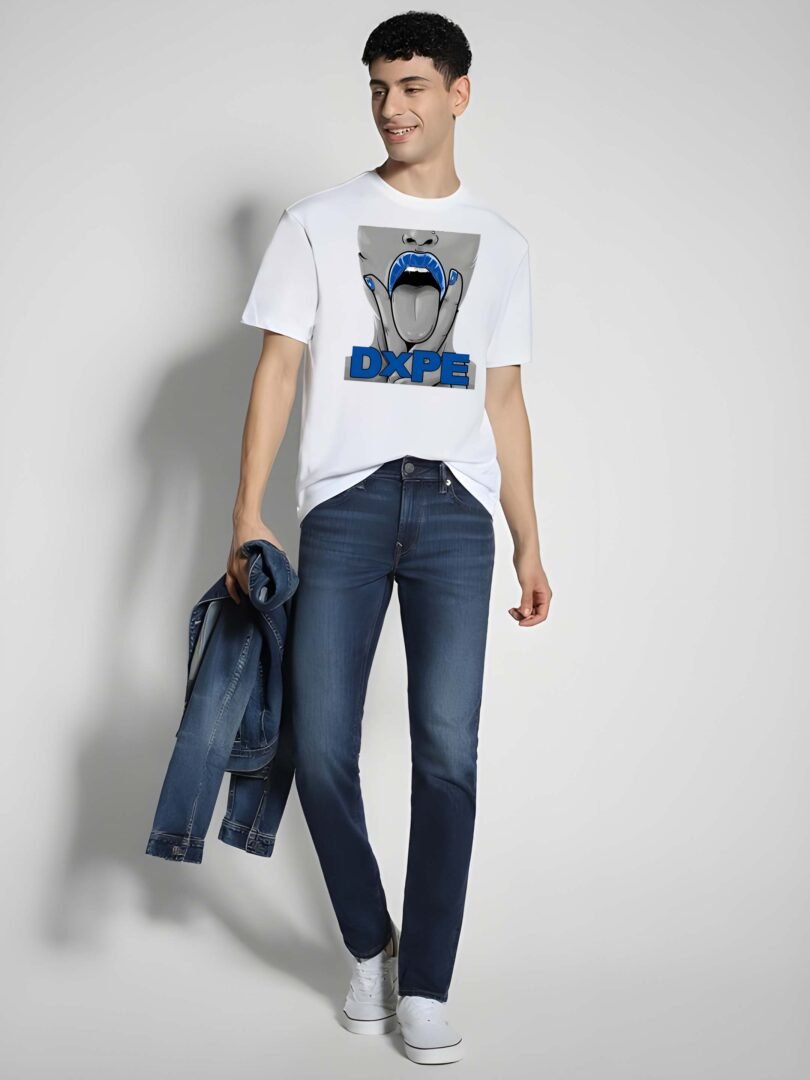 White Graphic Print Cotton Regular T-Shirt for Men – Casual Wear by Just Casual