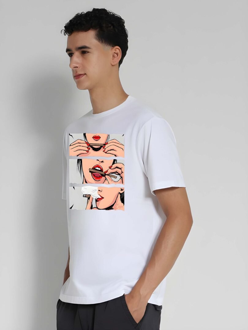 White Graphic Print Cotton Regular T-Shirt for Men – Casual Wear by Just Casual - Image 3