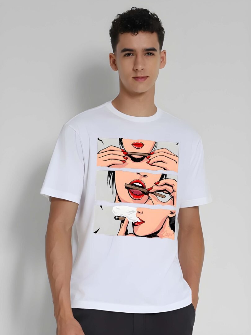 White Graphic Print Cotton Regular T-Shirt for Men – Casual Wear by Just Casual - Image 2