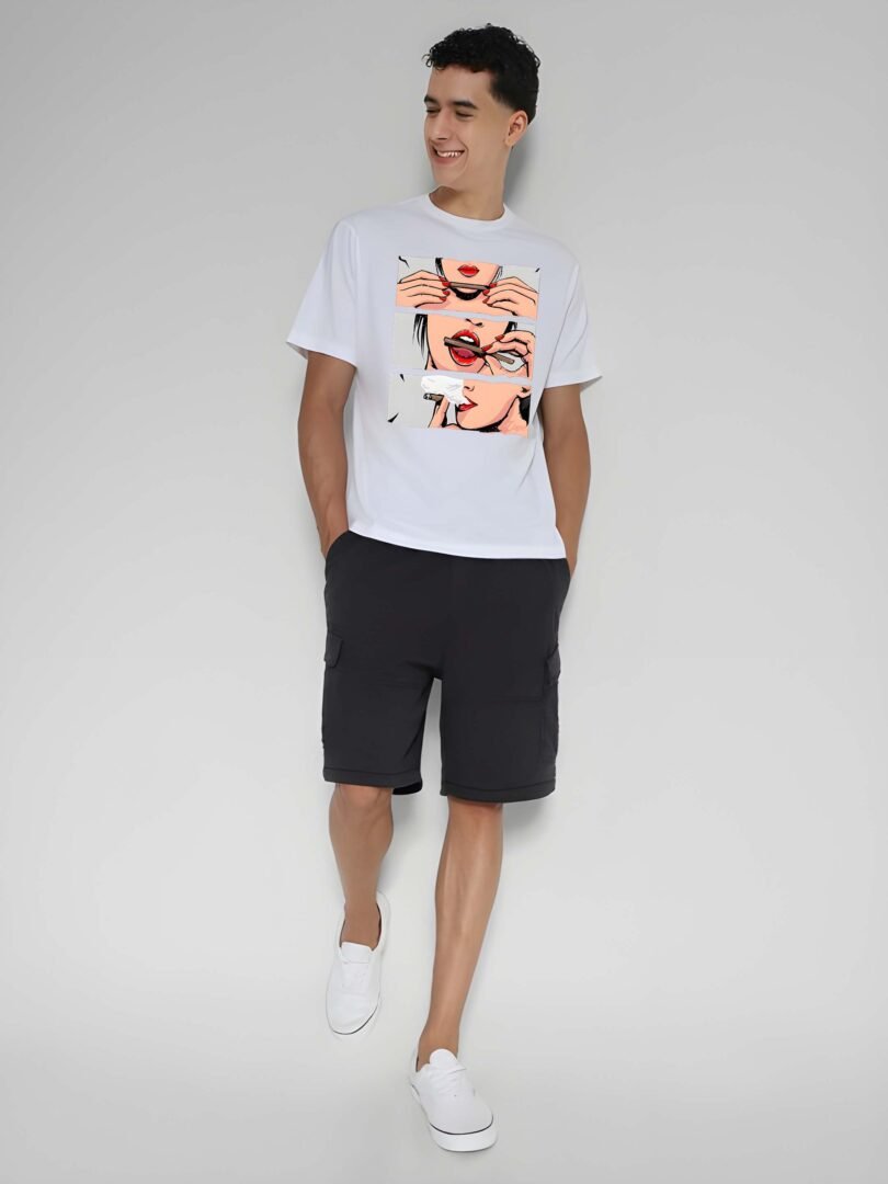 White Graphic Print Cotton Regular T-Shirt for Men – Casual Wear by Just Casual