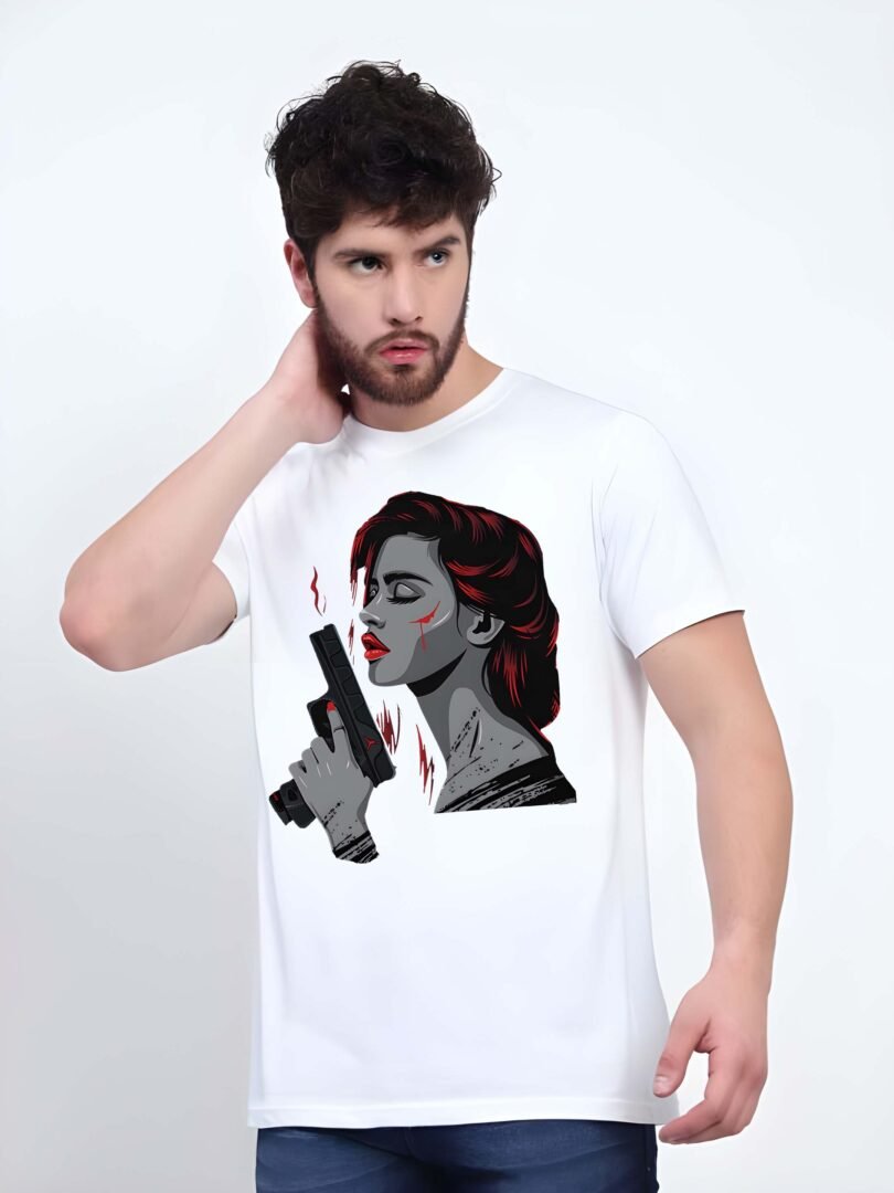 White Graphic Print Cotton Regular T-Shirt for Men – Casual Wear by Just Casual - Image 3