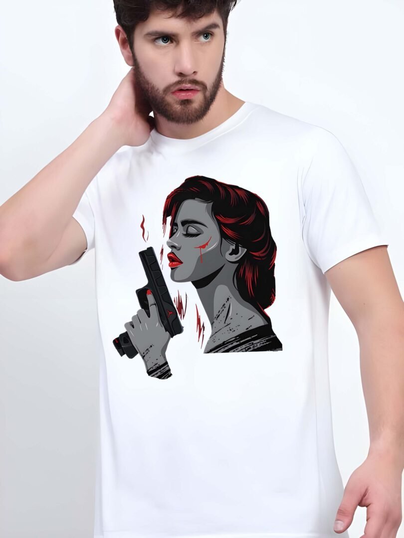 White Graphic Print Cotton Regular T-Shirt for Men – Casual Wear by Just Casual - Image 4