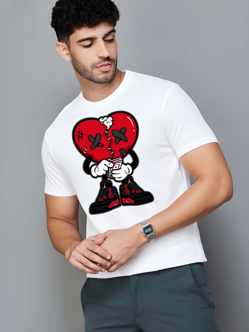 White Graphic Print Cotton Regular T-Shirt for Men – Casual Wear by Just Casual - Image 3