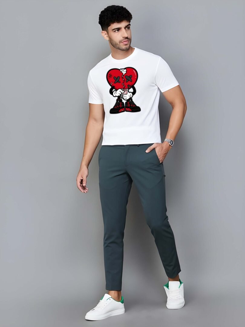 White Graphic Print Cotton Regular T-Shirt for Men – Casual Wear by Just Casual