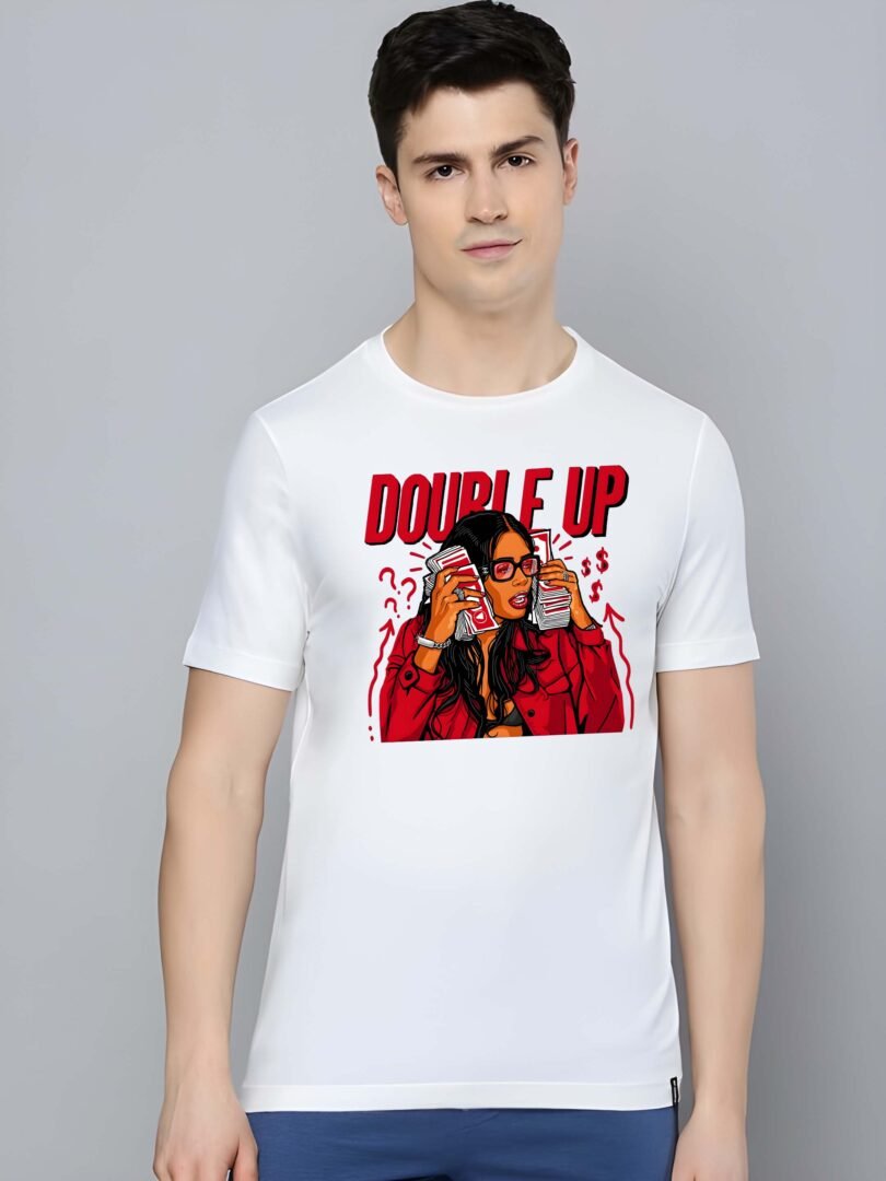 White Graphic Print Cotton Regular T-Shirt for Men ? Casual Wear by Just Casual - Image 2