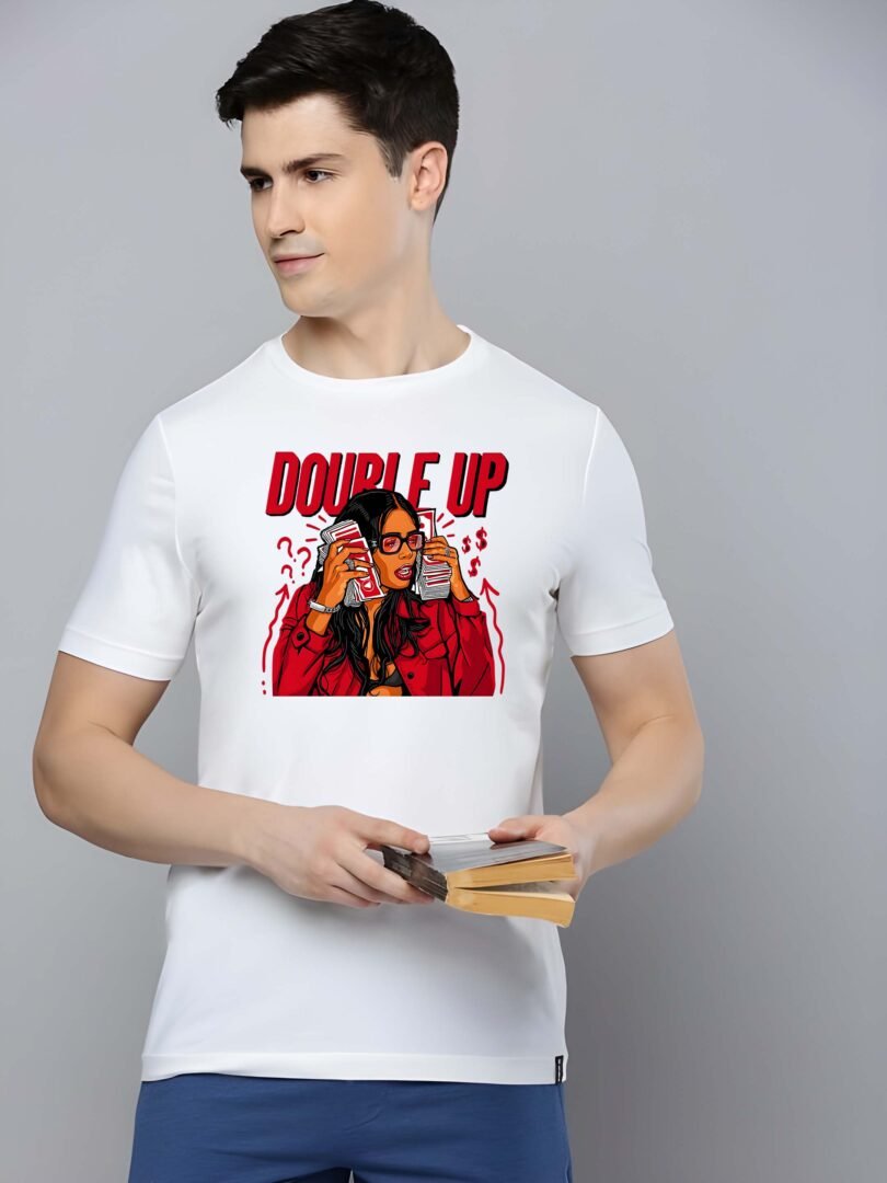 White Graphic Print Cotton Regular T-Shirt for Men ? Casual Wear by Just Casual - Image 3