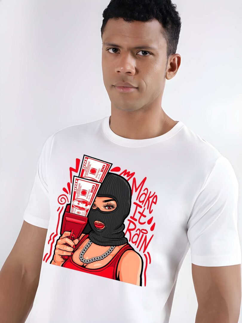White Graphic Print Cotton Regular T-Shirt for Men – Casual Wear by Just Casual - Image 3