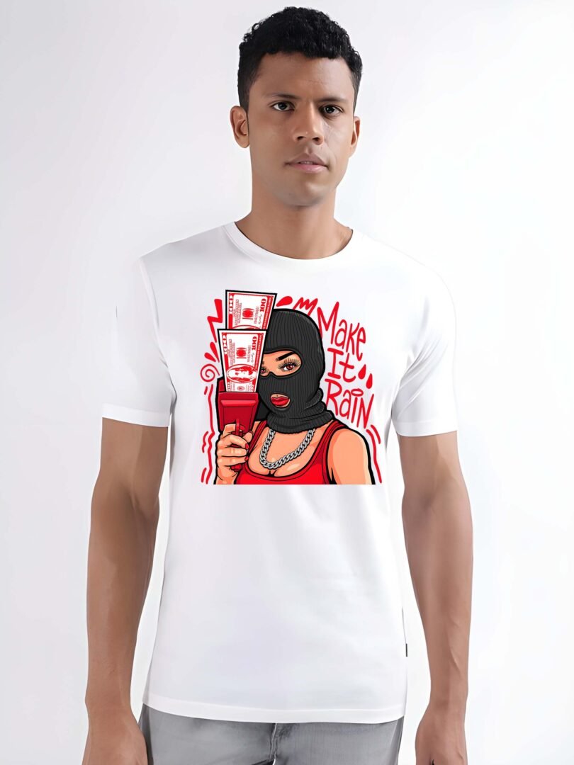 White Graphic Print Cotton Regular T-Shirt for Men – Casual Wear by Just Casual - Image 2