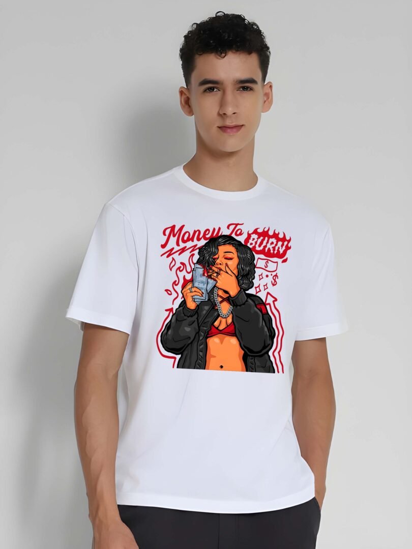 White Graphic Print Cotton Regular T-Shirt for Men – Casual Wear by Just Casual - Image 4