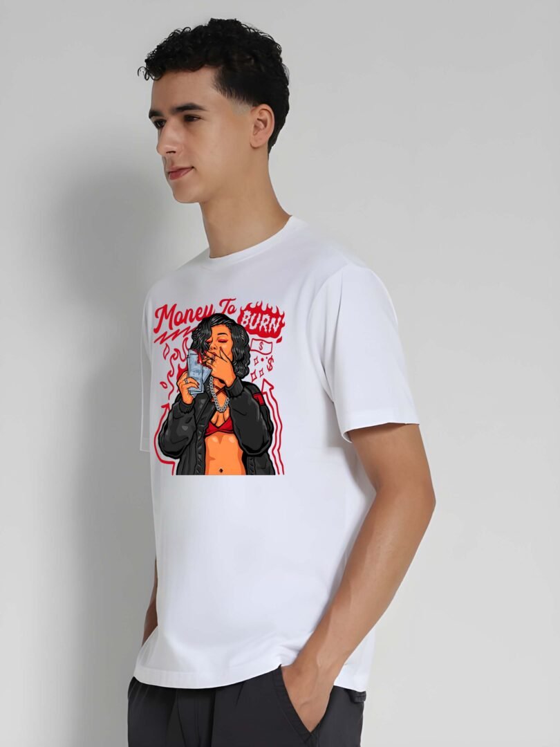 White Graphic Print Cotton Regular T-Shirt for Men – Casual Wear by Just Casual - Image 2