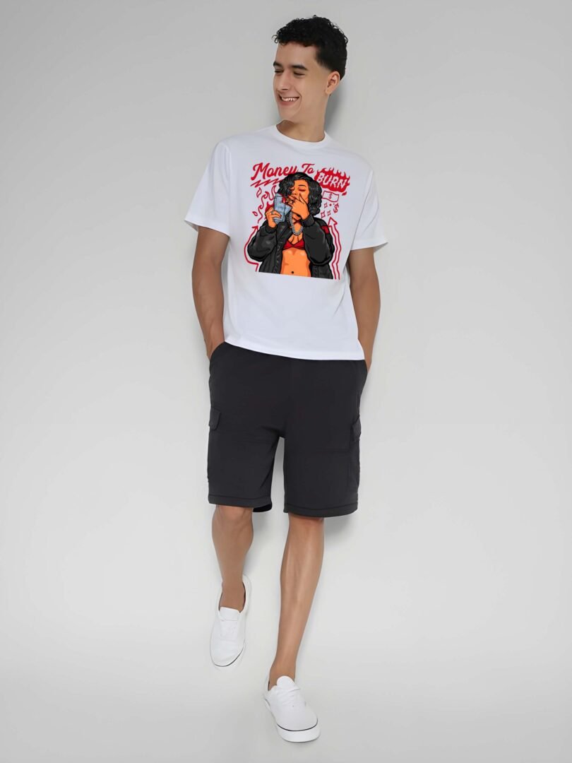 White Graphic Print Cotton Regular T-Shirt for Men – Casual Wear by Just Casual