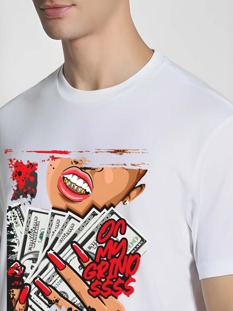 White Graphic Print Cotton Regular T-Shirt for Men ? Casual Wear by Just Casual - Image 3