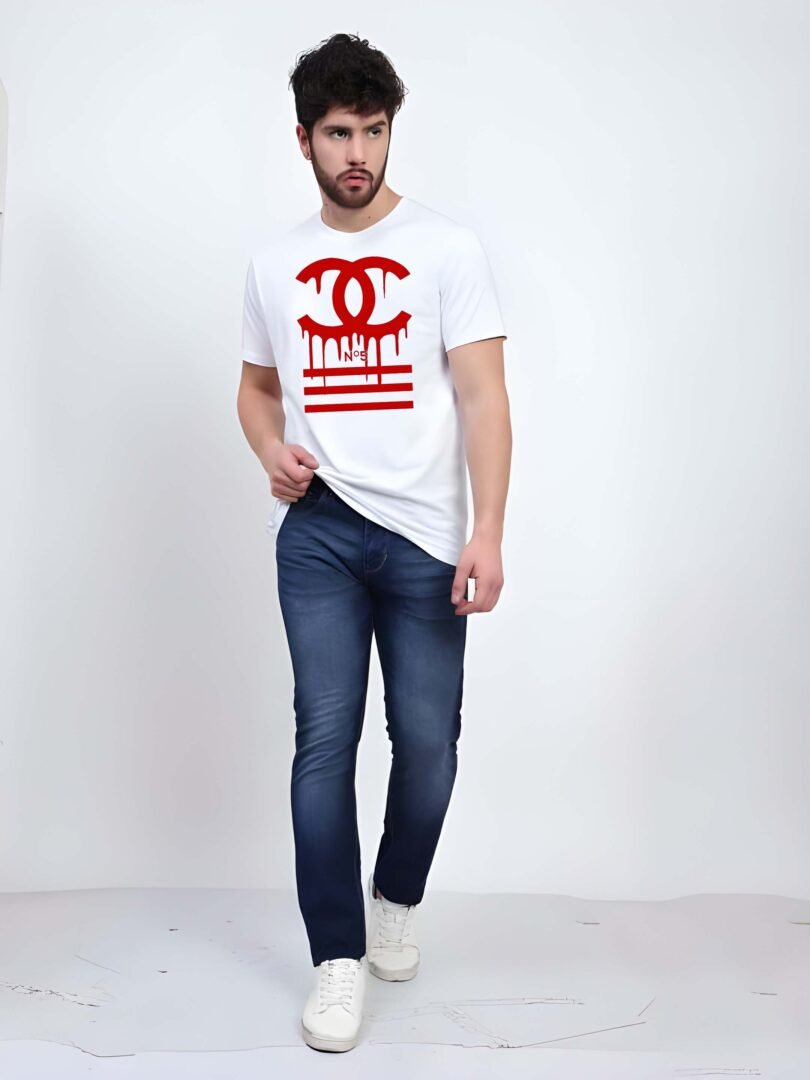 White Graphic Print Cotton Regular T-Shirt for Men – Casual Wear by Just Casual