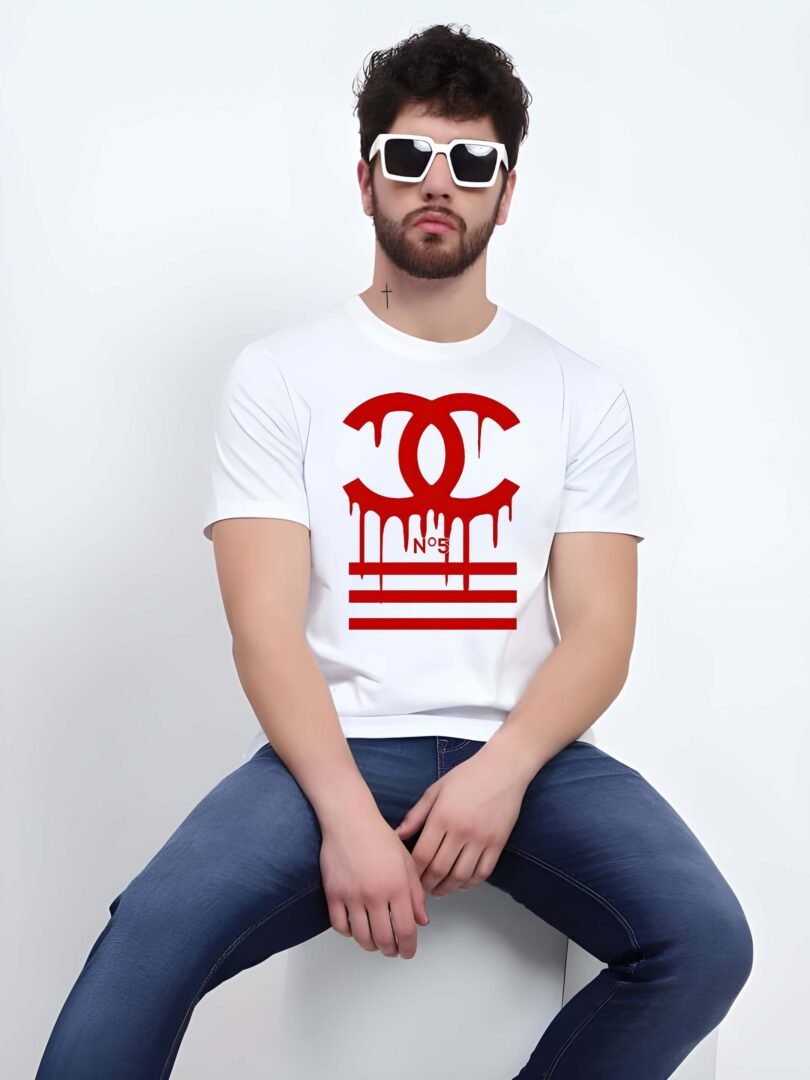 White Graphic Print Cotton Regular T-Shirt for Men – Casual Wear by Just Casual - Image 4