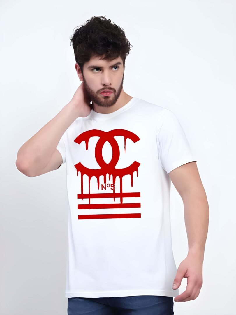 White Graphic Print Cotton Regular T-Shirt for Men – Casual Wear by Just Casual - Image 2