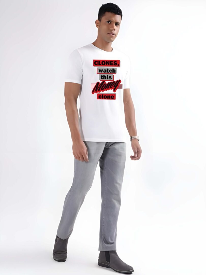 White Graphic Print Cotton Regular T-Shirt for Men – Casual Wear by Just Casual