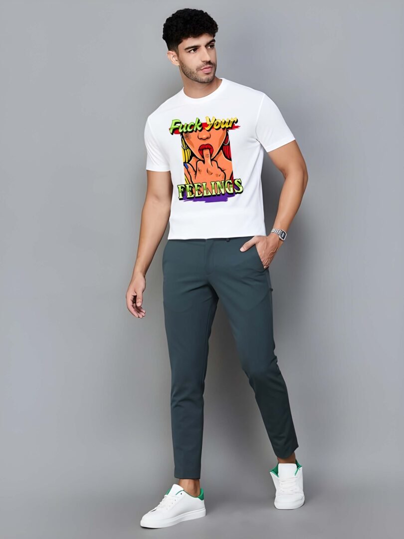 White Graphic Print Cotton Regular T-Shirt for Men – Casual Wear by Just Casual