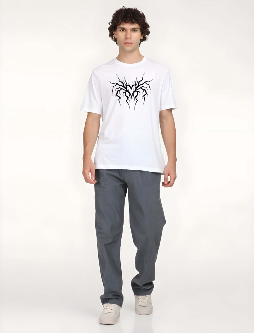 White Graphic Print Cotton Regular T-Shirt for Men – Casual Wear by Just Casual
