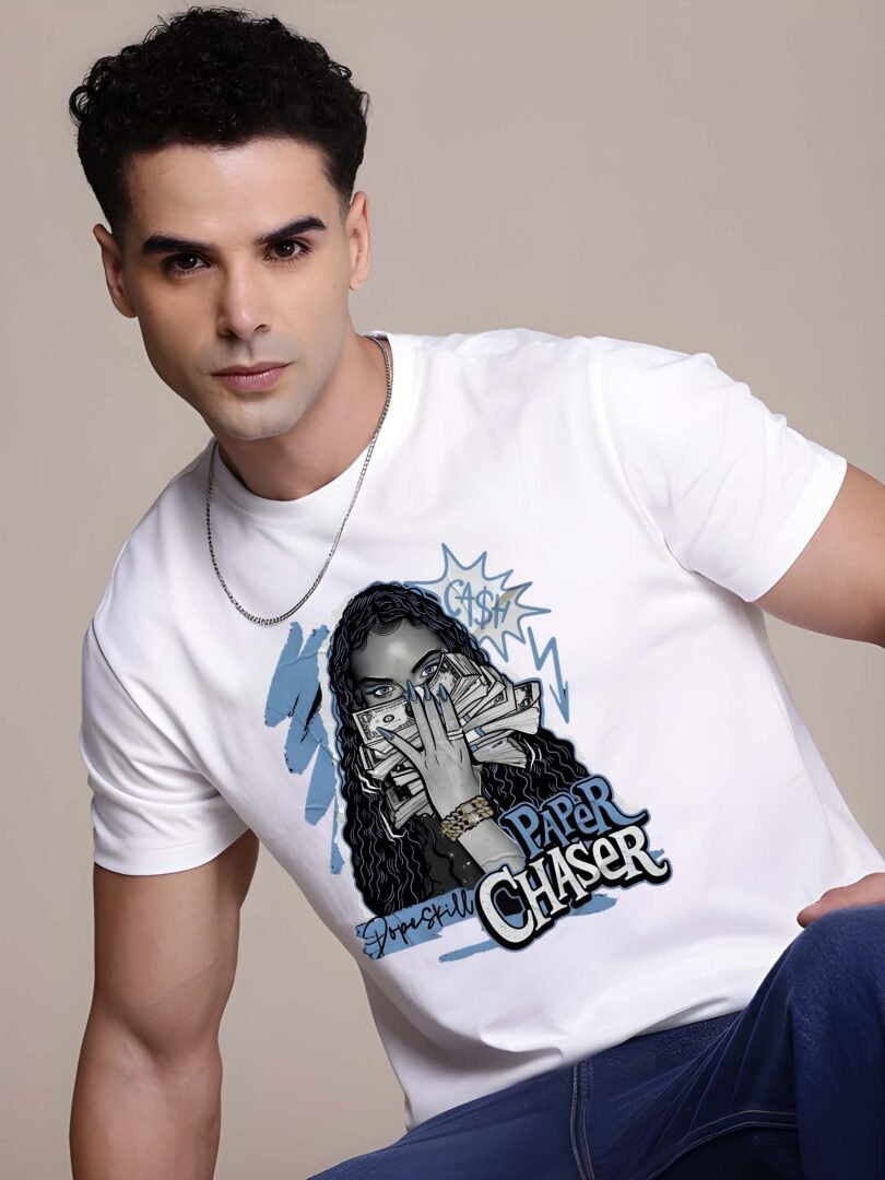 White Graphic Print Cotton Regular T-Shirt for Men – Casual Wear by Just Casual - Image 4