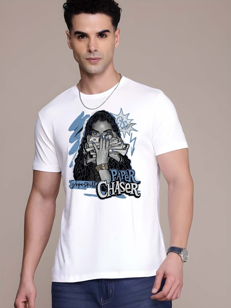 White Graphic Print Cotton Regular T-Shirt for Men – Casual Wear by Just Casual - Image 2