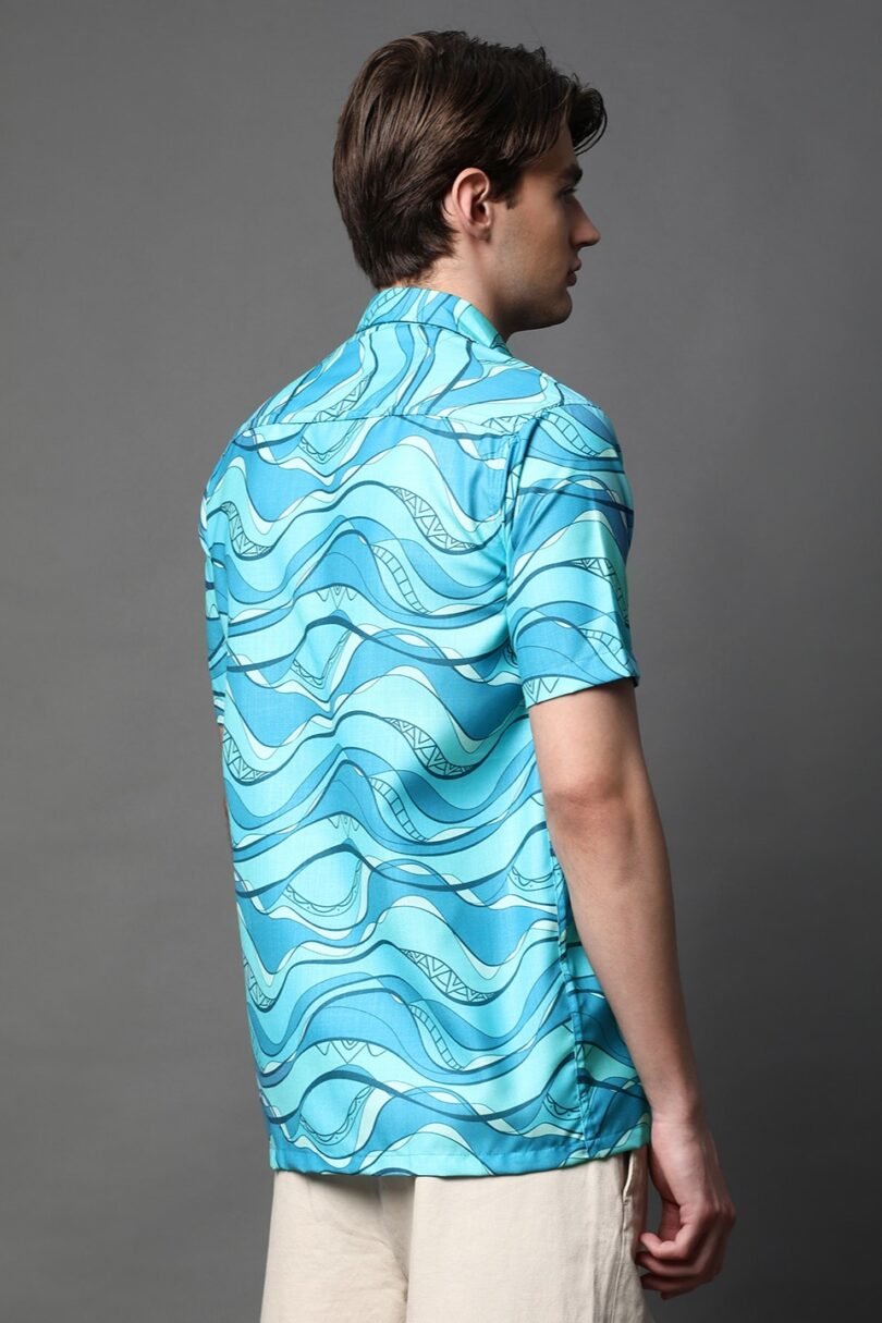 Light Blue Crepe Abstract Shirt for Women - Casual Wear | Just Casual - Image 5