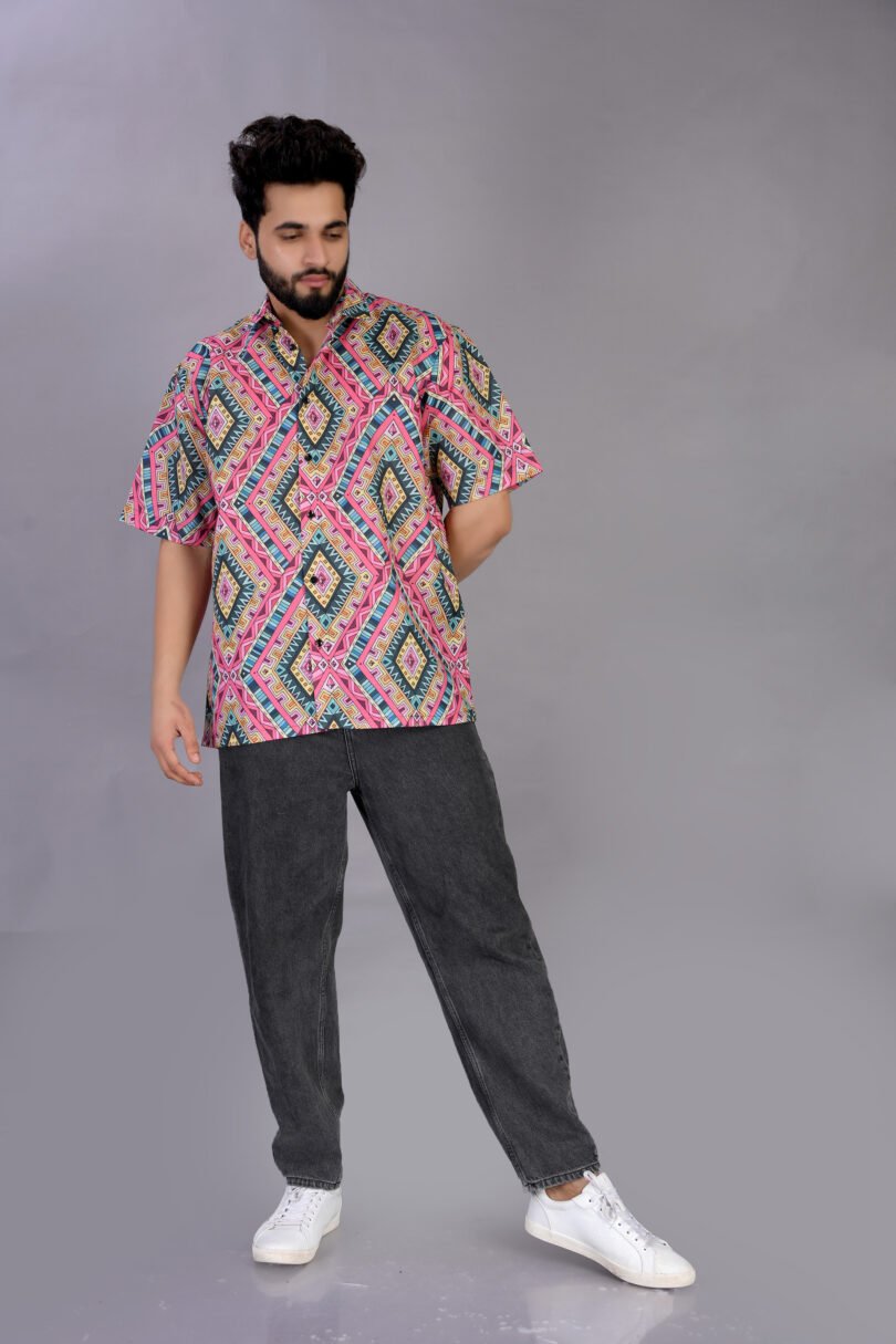 Multicolor Cotton Geometric Shirt for Men Casual Wear | Just Casual