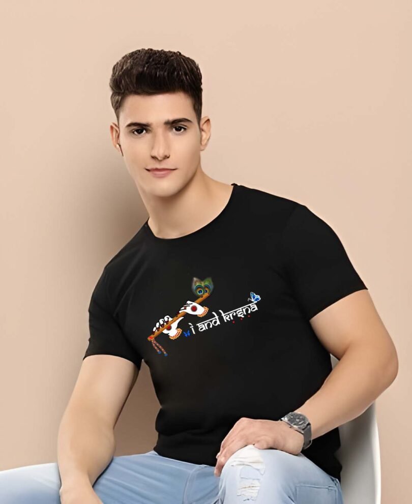 Black Graphic Print Cotton Regular T-Shirt for Men Casual Wear by Just Casual - Image 2