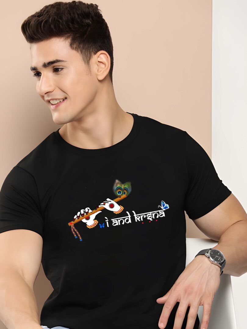 Black Graphic Print Cotton Regular T-Shirt for Men Casual Wear by Just Casual - Image 3