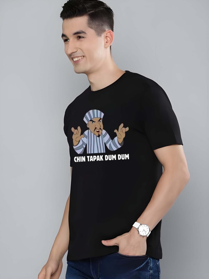 Black Graphic Print Cotton Regular T-Shirt for Men Casual Wear by Just Casual - Image 3