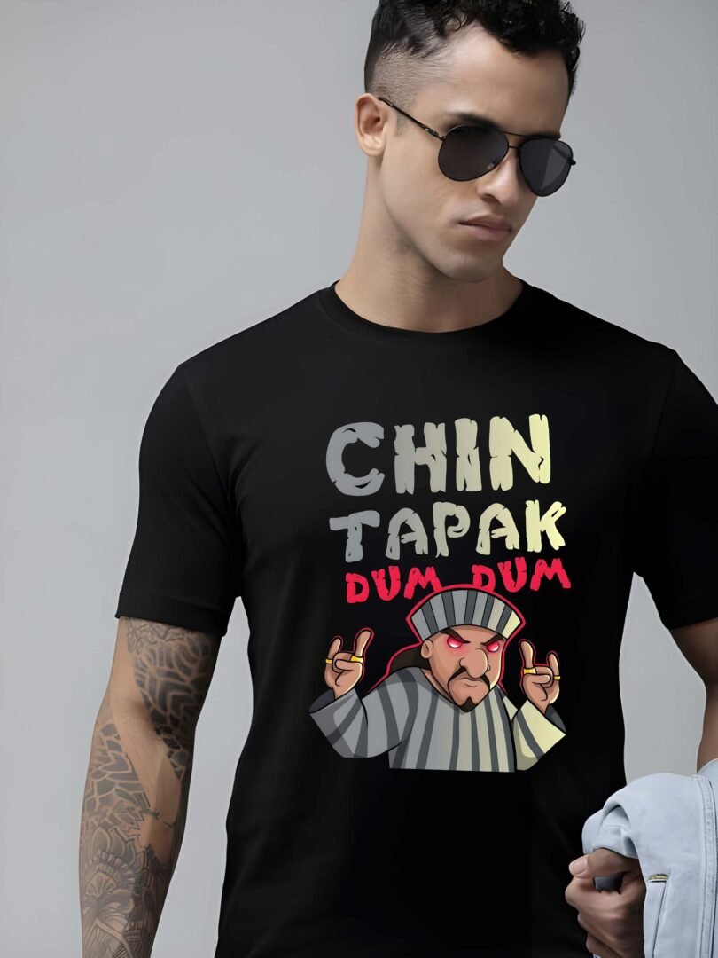 Black Graphic Print Cotton Regular T-Shirt for Men Casual Wear by Just Casual - Image 3