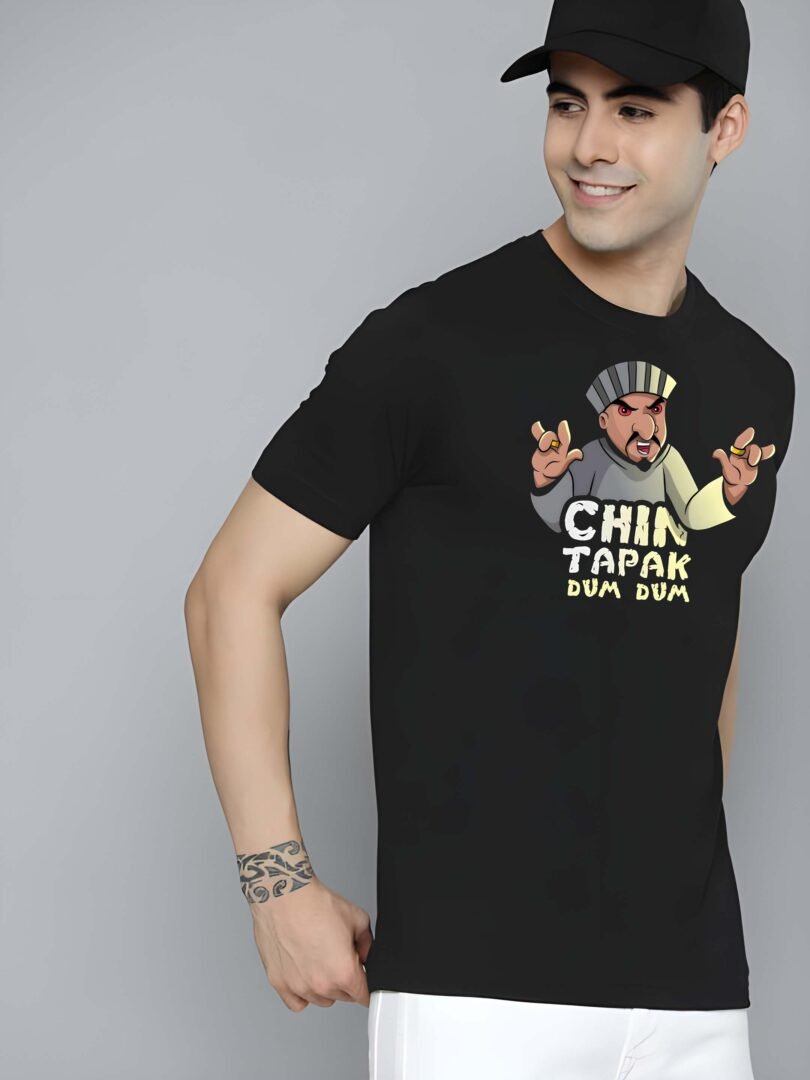 Black Graphic Print Cotton Regular T-Shirt for Men Casual Wear by Just Casual - Image 4