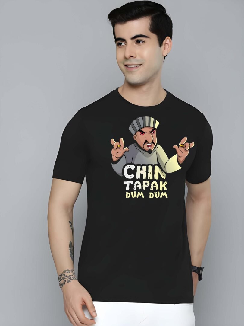 Black Graphic Print Cotton Regular T-Shirt for Men Casual Wear by Just Casual - Image 2