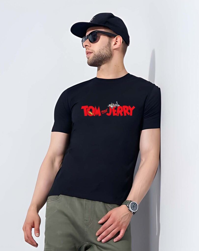 Black Graphic Print Cotton Regular T-Shirt for Men Casual Wear by Just Casual - Image 2