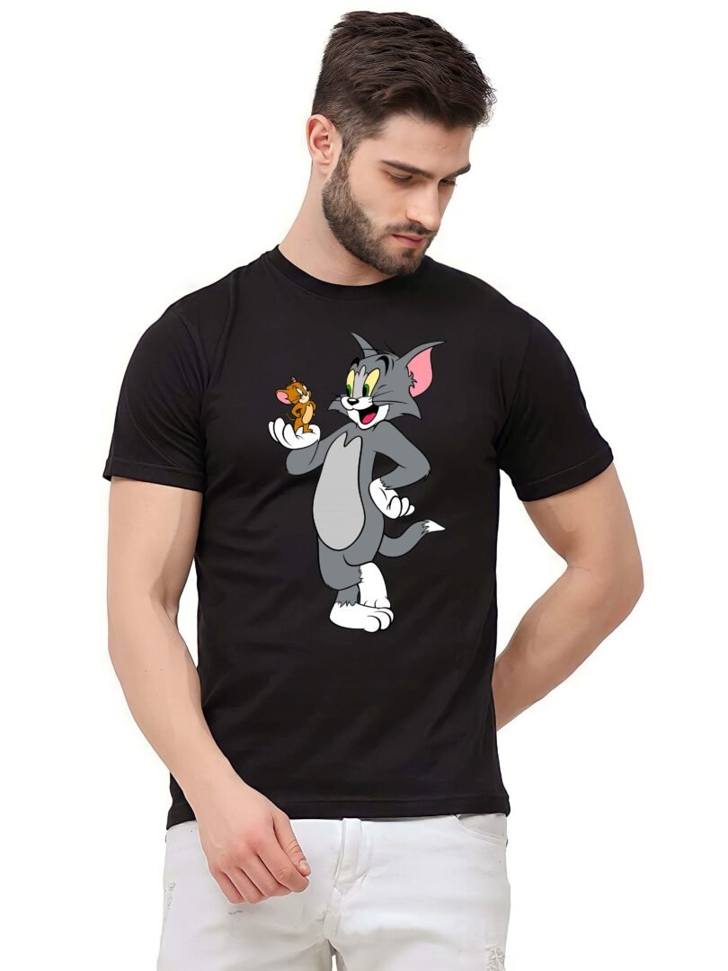Black Graphic Print Cotton Regular T-Shirt for Men Casual Wear by Just Casual - Image 2