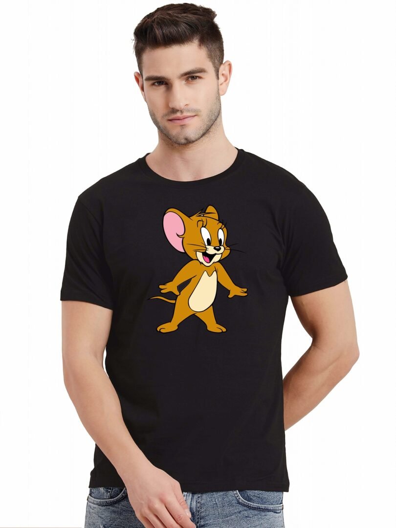 Black Graphic Print Cotton Regular T-Shirt for Men Casual Wear by Just Casual - Image 3
