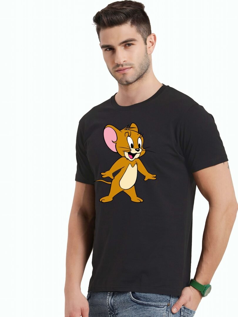 Black Graphic Print Cotton Regular T-Shirt for Men Casual Wear by Just Casual - Image 2