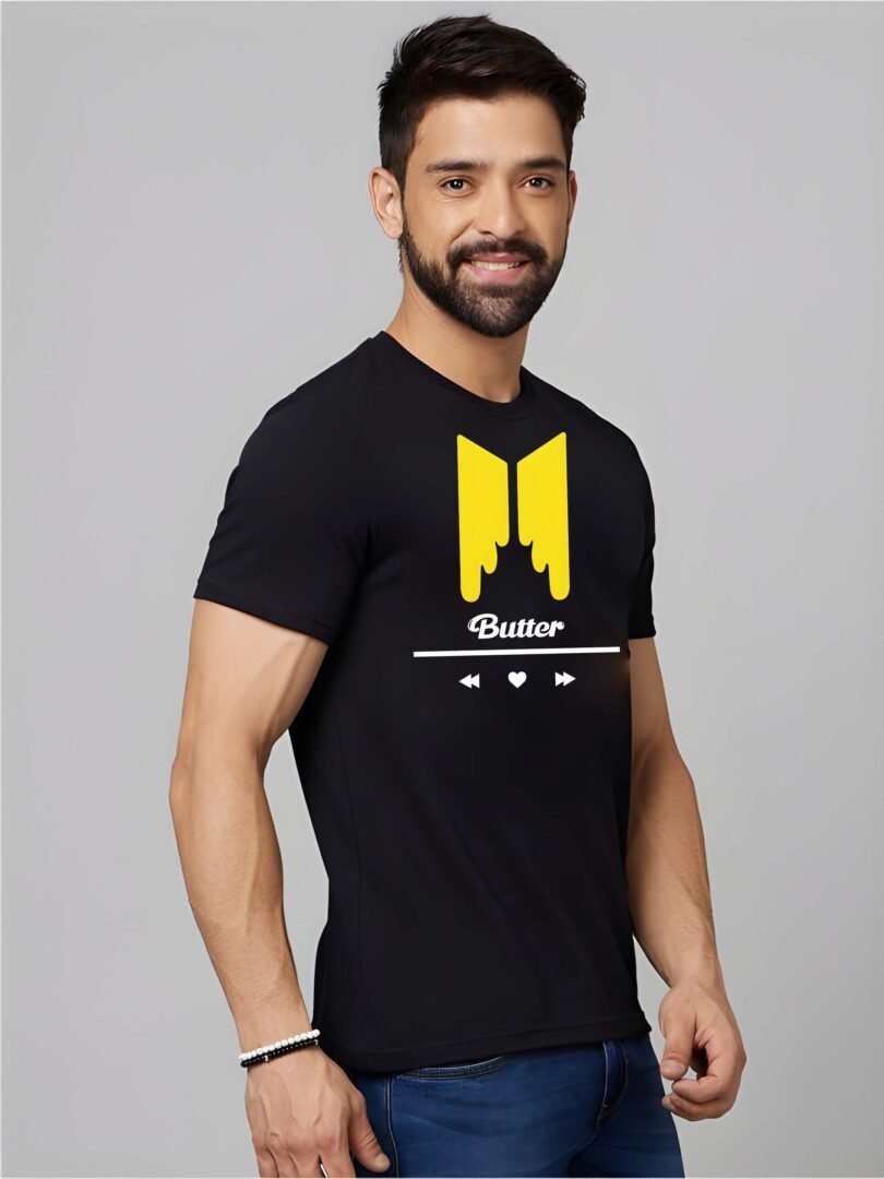 Black Graphic Print Cotton Regular T-Shirt for Men Casual Wear by Just Casual - Image 4