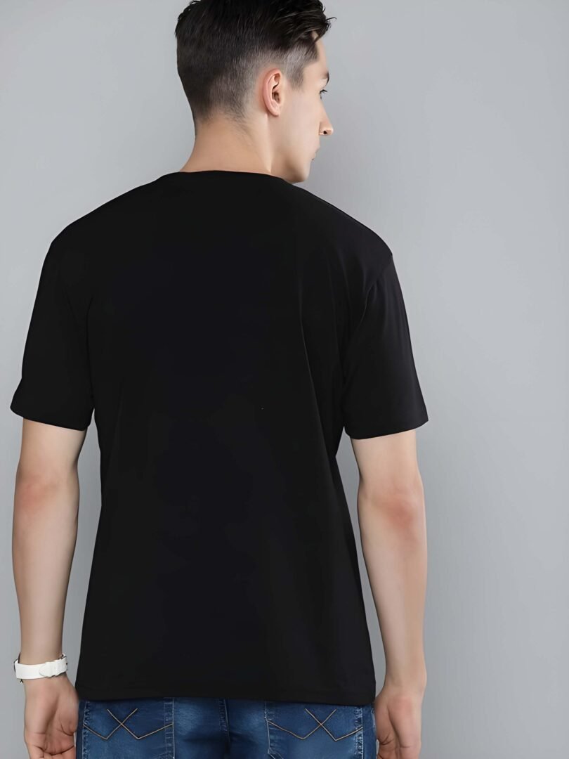 Black Graphic Print Cotton Regular T-Shirt for Men Casual Wear by Just Casual - Image 5