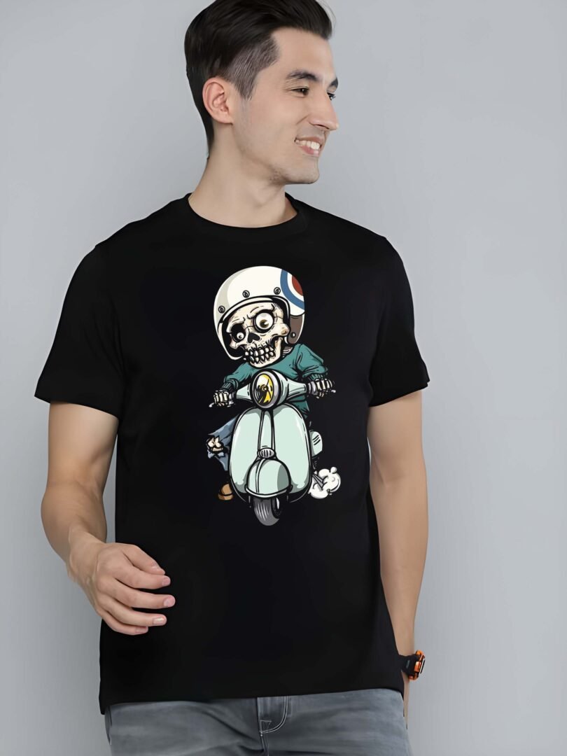 Black Graphic Print Cotton Regular T-Shirt for Men Casual Wear by Just Casual - Image 2