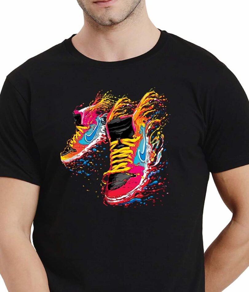 Black Graphic Print Cotton Regular T-Shirt for Men Casual Wear by Just Casual - Image 4