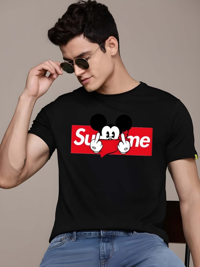 Black Graphic Print Cotton Regular T-Shirt for Men Casual Wear by Just Casual - Image 2