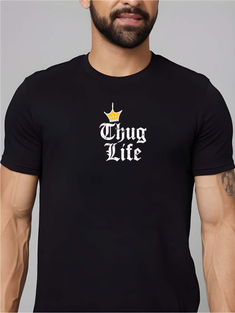 Black Graphic Print Cotton Regular T-Shirt for Men Casual Wear by Just Casual - Image 5