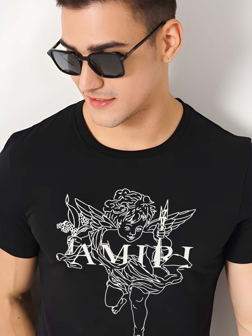 Black Graphic Print Cotton Regular T-Shirt for Men Casual Wear by Just Casual - Image 3