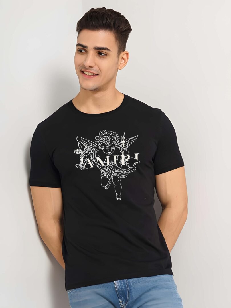 Black Graphic Print Cotton Regular T-Shirt for Men Casual Wear by Just Casual - Image 2